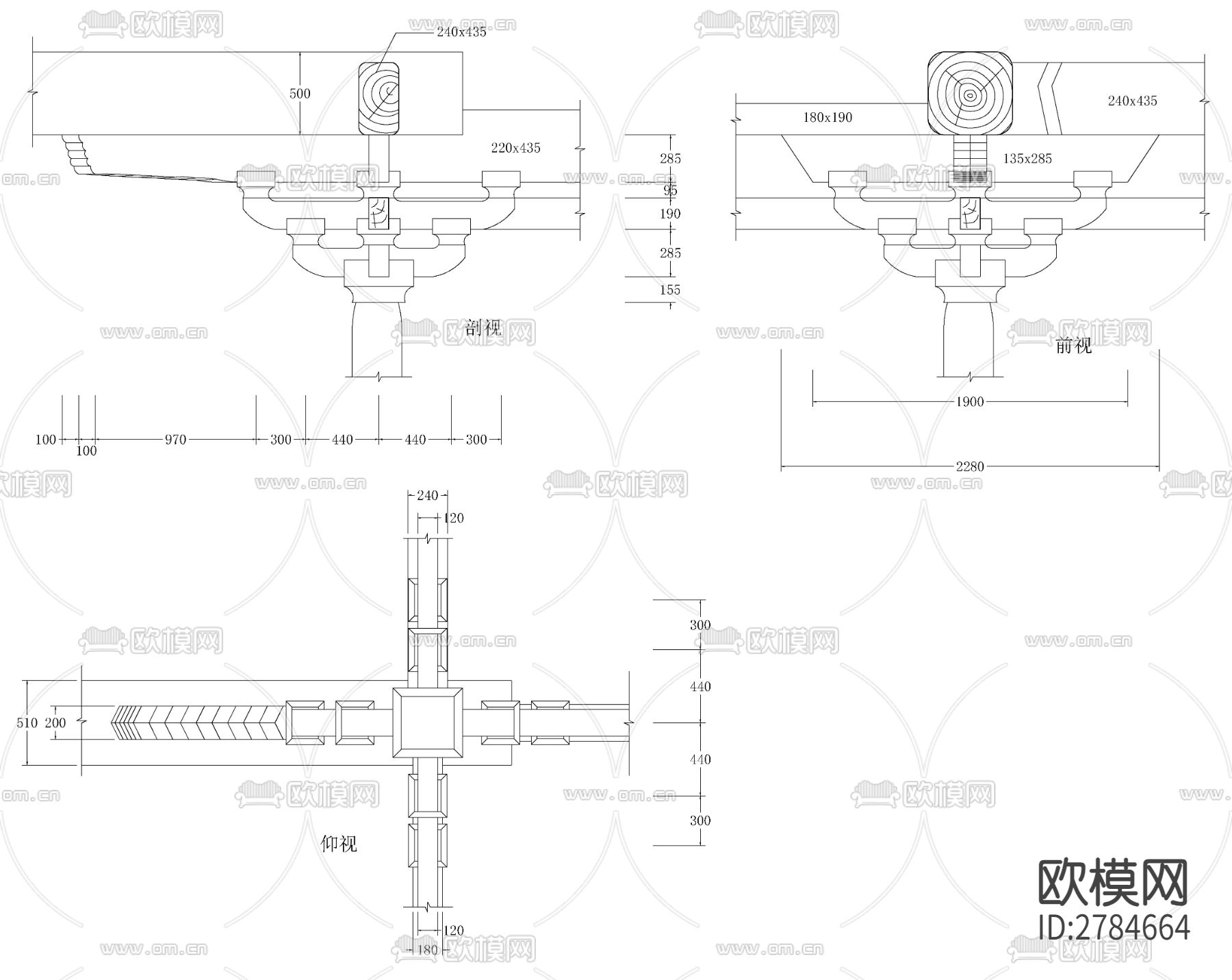 斗拱分部详节点大样图下载（渲染图1）