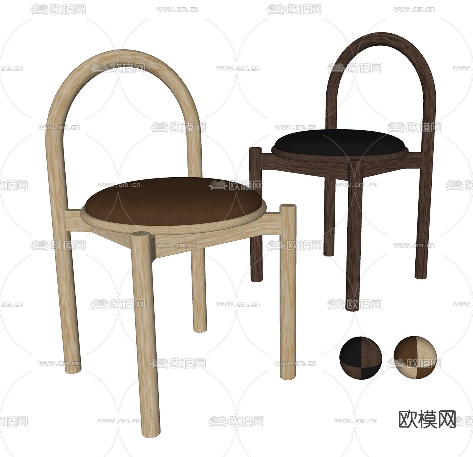 侘寂椅子 餐椅su模型下载（渲染图2）