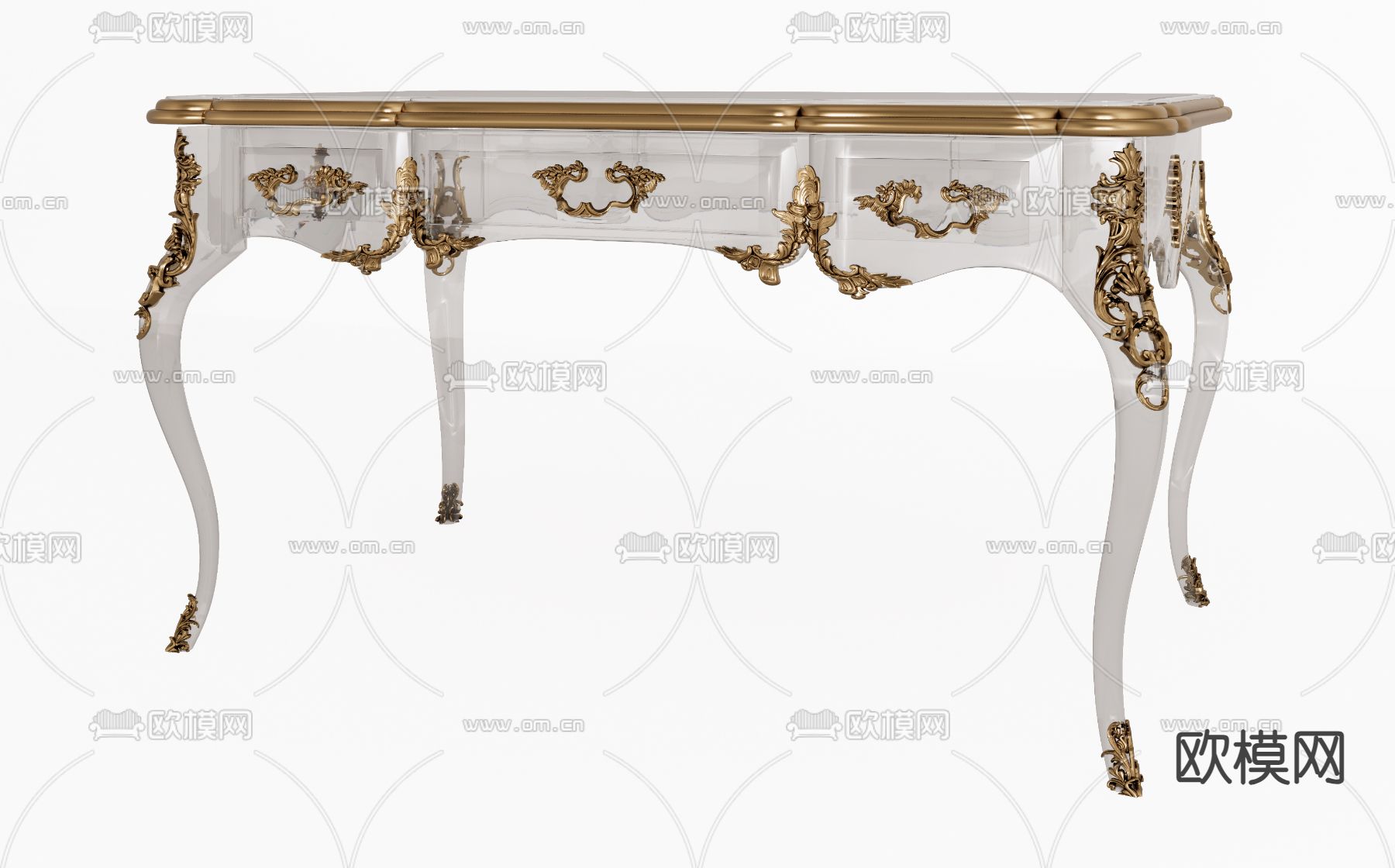 欧式书桌su模型下载（渲染图1）