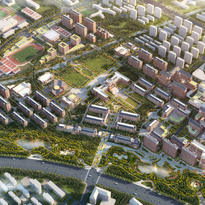  现代学校鸟瞰su模型 