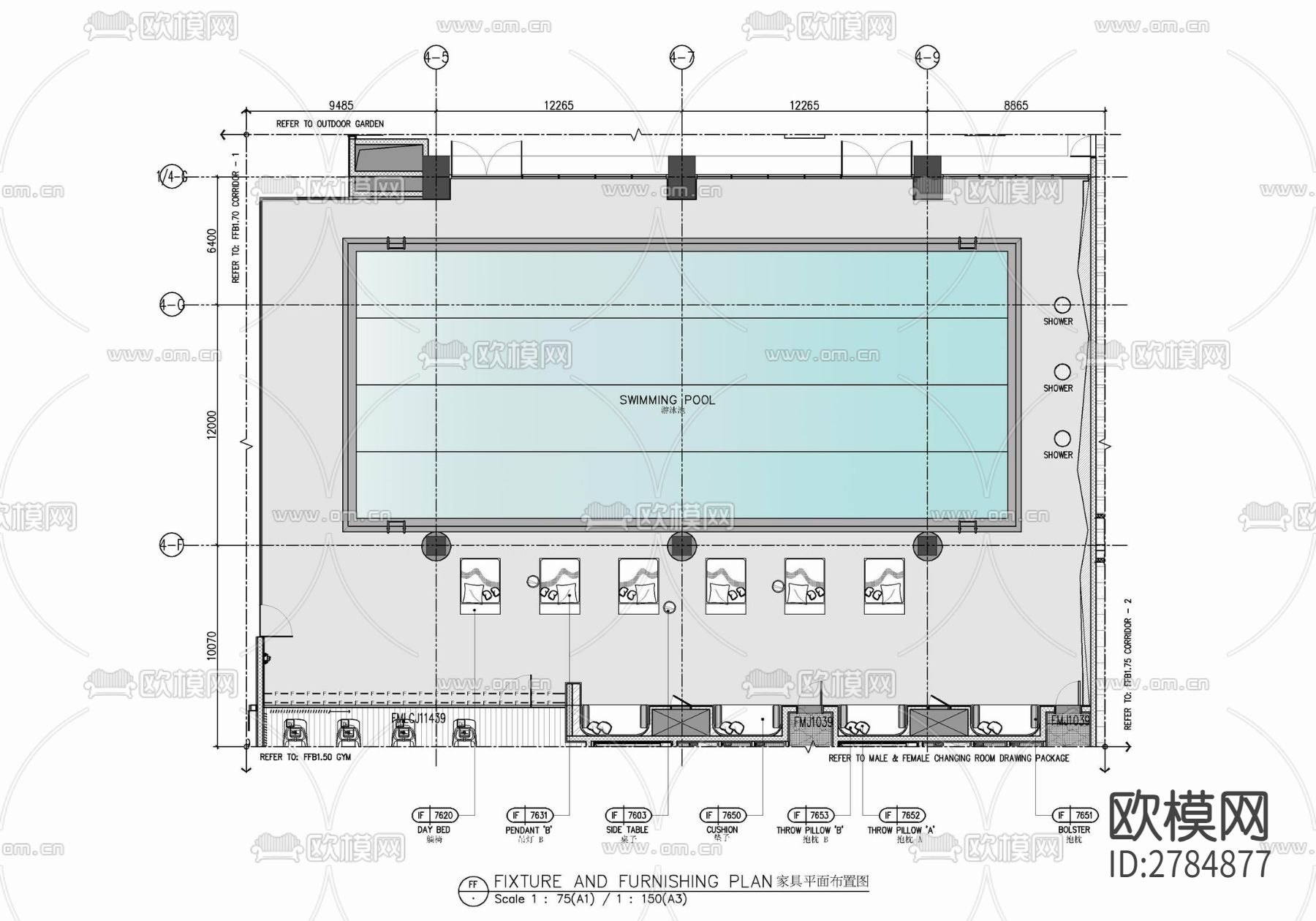 600㎡游泳池室内CAD施工图下载（渲染图1）