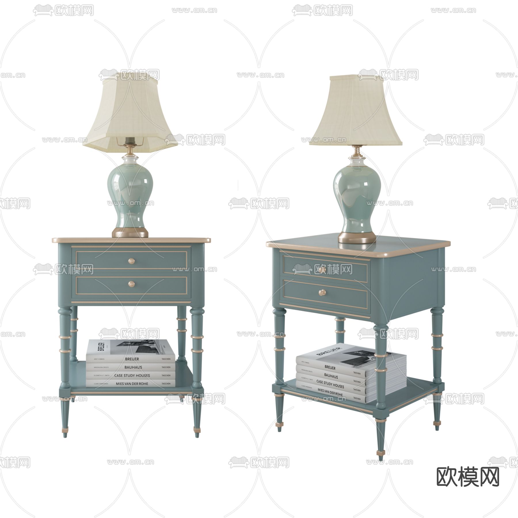 美式床头柜3d模型下载（渲染图1）