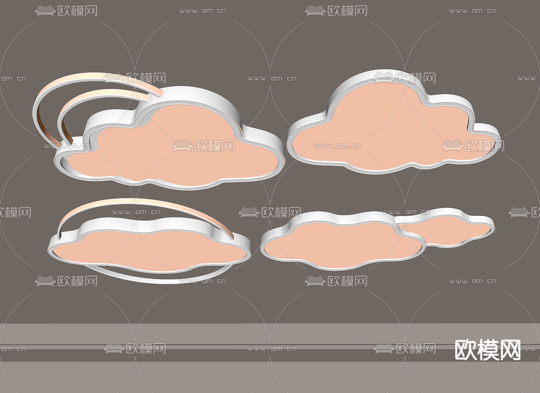 云朵形吸顶灯su模型下载（渲染图2）