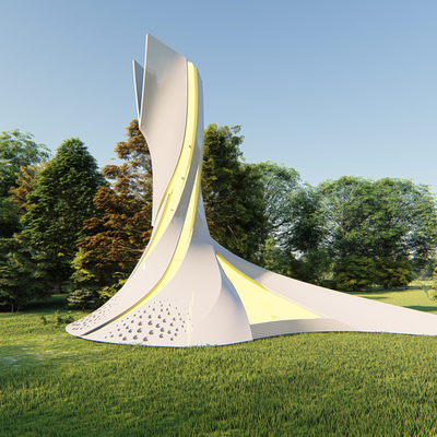 浪潮主题雕塑 精神堡垒su模型