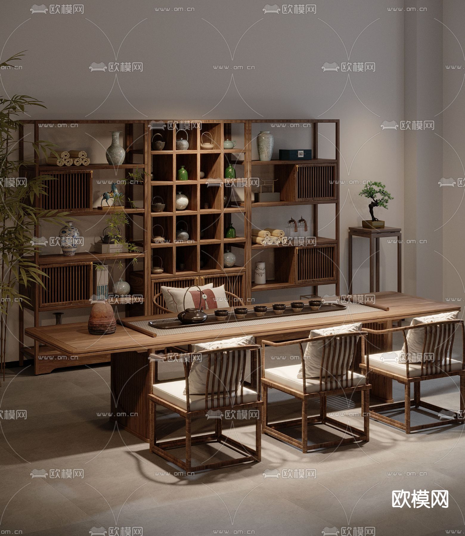 新中式茶桌 茶台3d模型下载