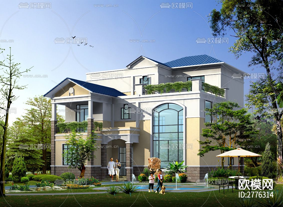 别墅cad施工图下载（渲染图2）