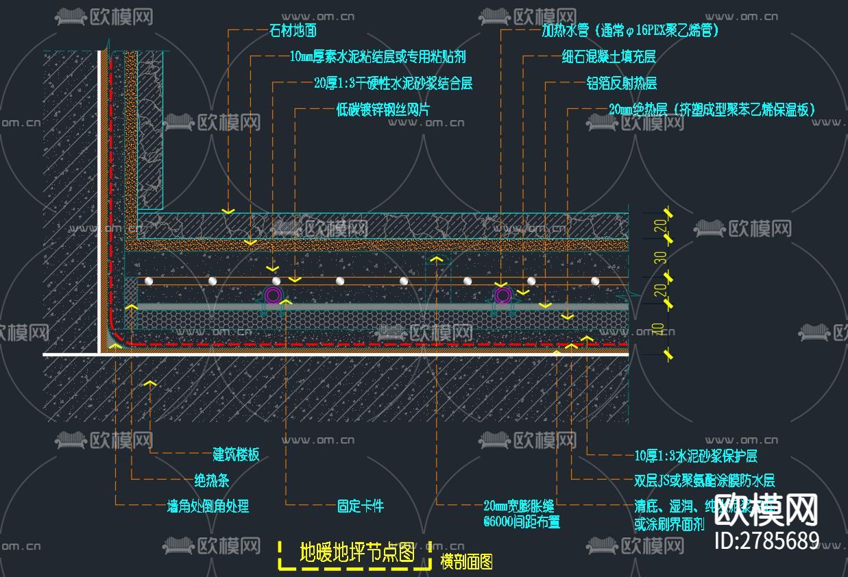 地暖及石材地坪节点大样图下载