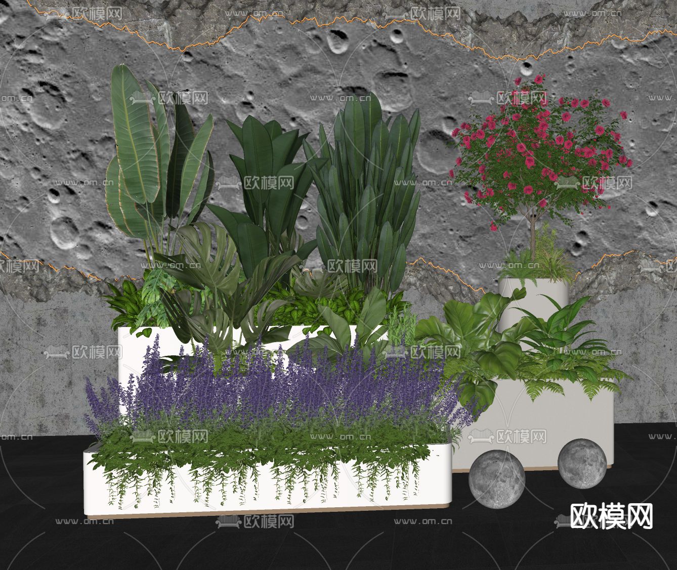 花箱 花槽 花池 花坛su模型下载（渲染图2）