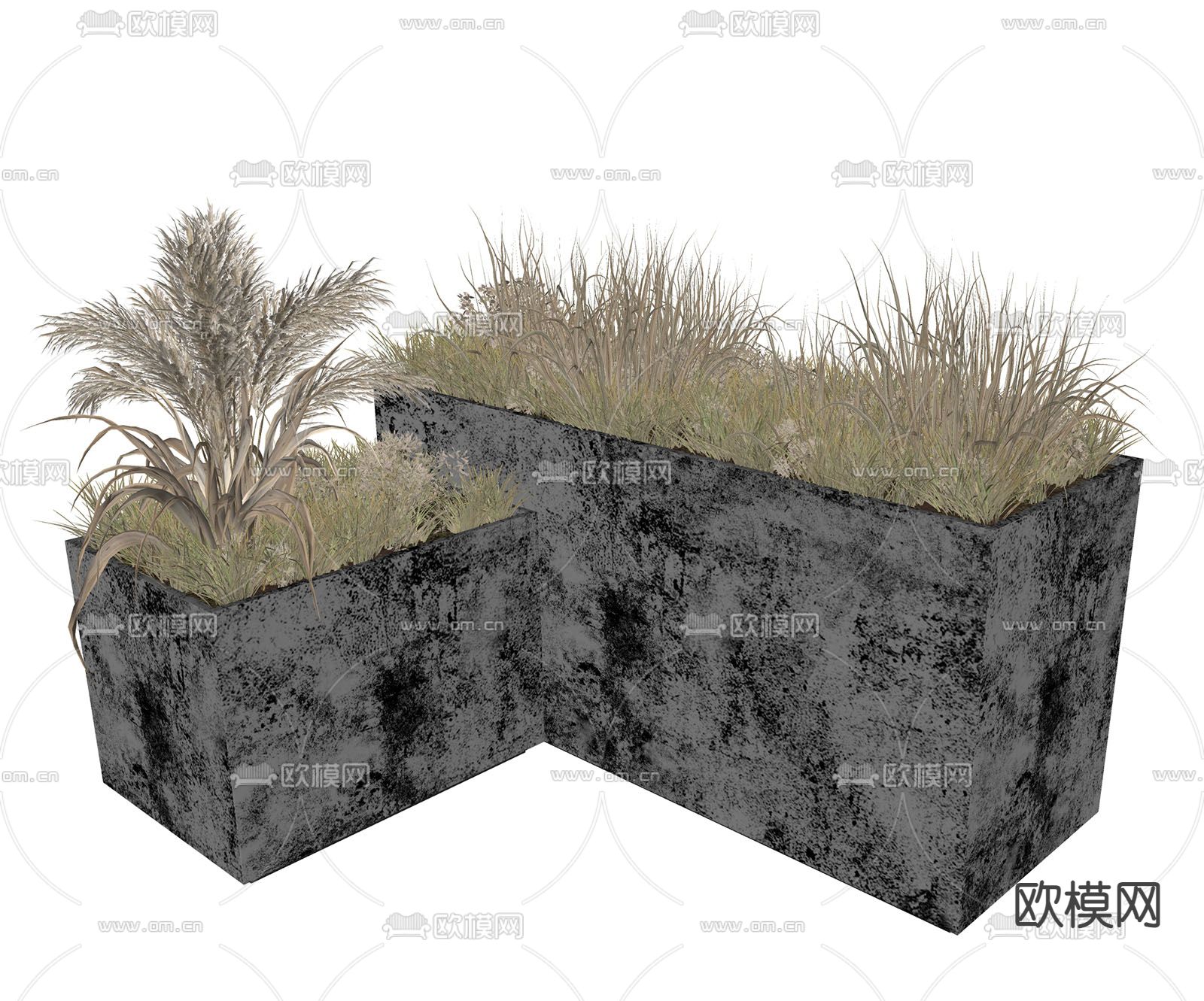 户外花箱 花池 花槽su模型下载（渲染图2）