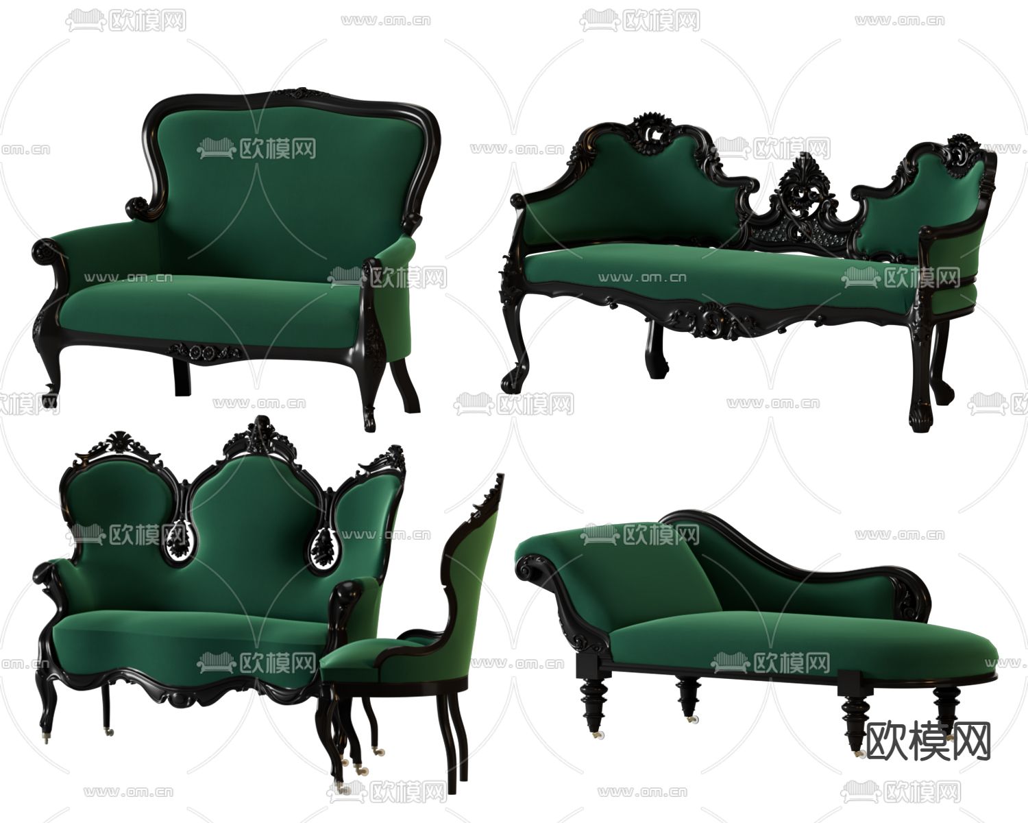 美式沙发 贵妃椅3d模型下载