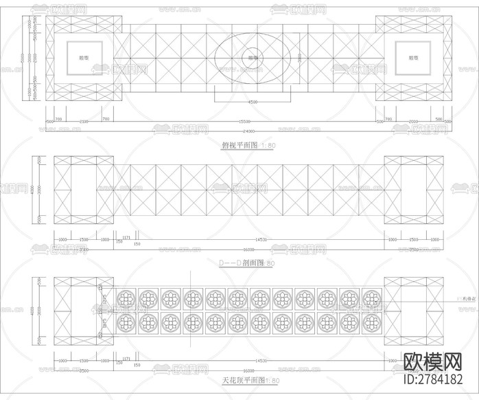 小區(qū)入口大門cad施工圖下載(渲染圖5)