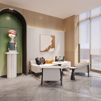  办公室 休息区su模型 