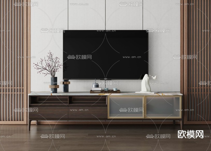 现代电视柜3d模型下载
