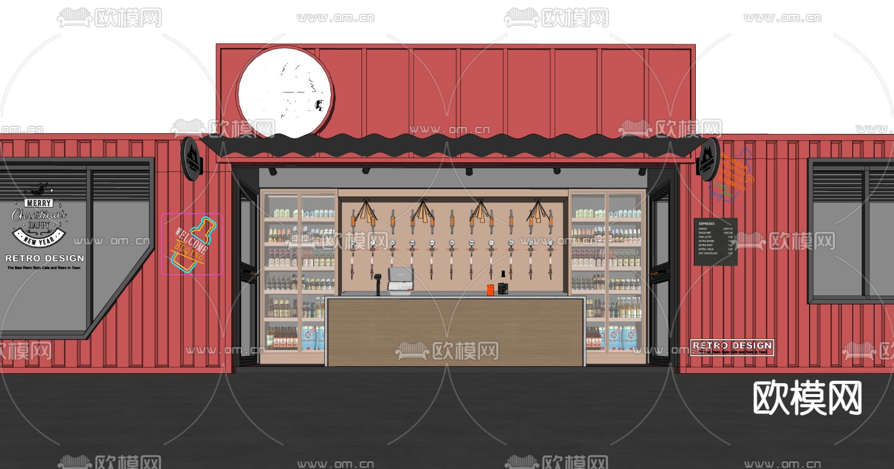 集装箱酒吧su模型下载（渲染图3）