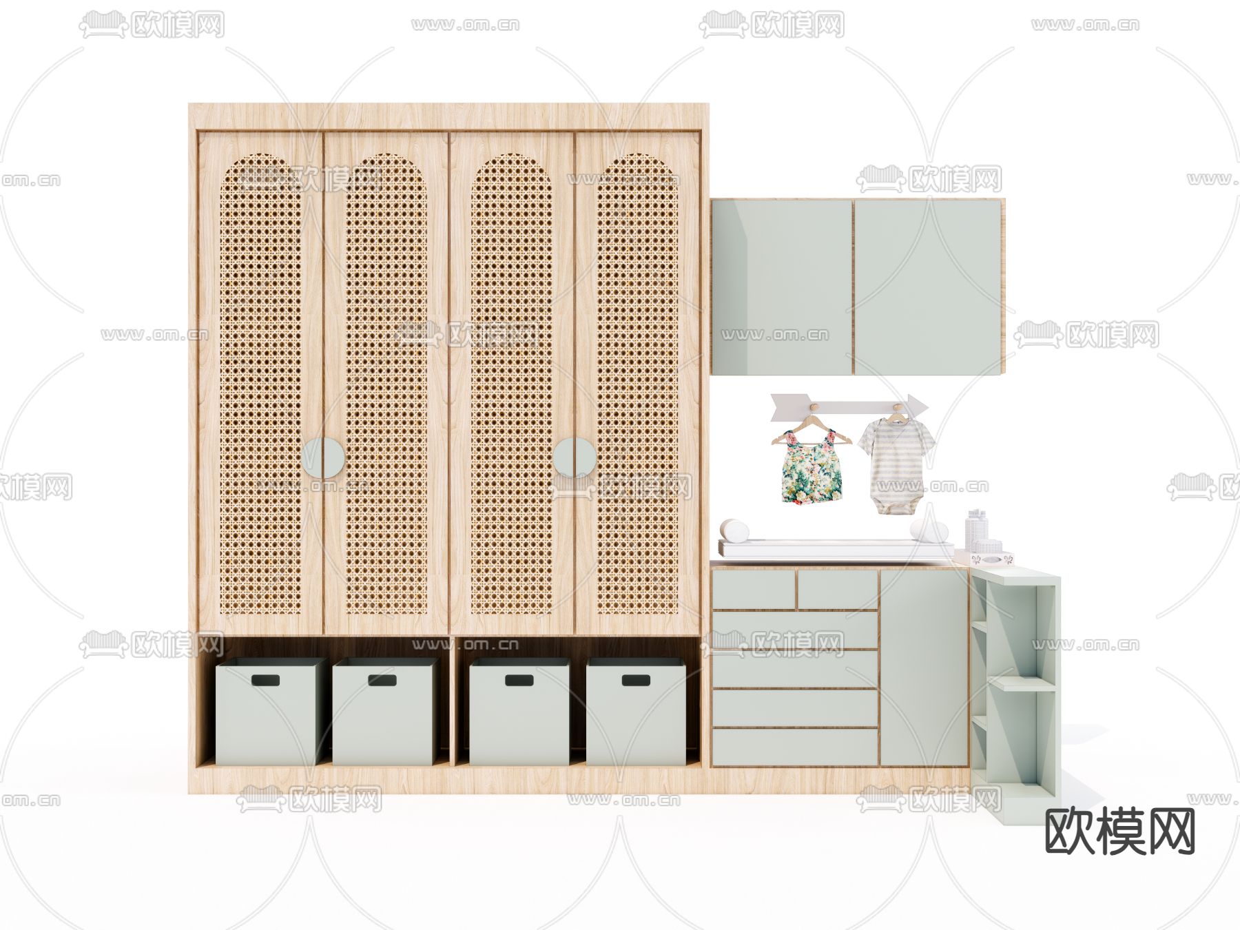 儿童衣柜su模型下载（渲染图1）