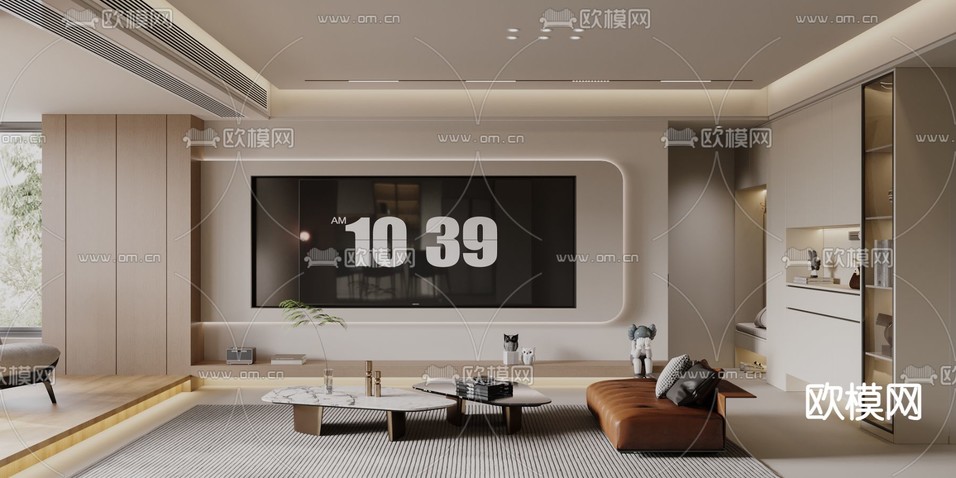 现代客餐厅3d模型下载(渲染图2)