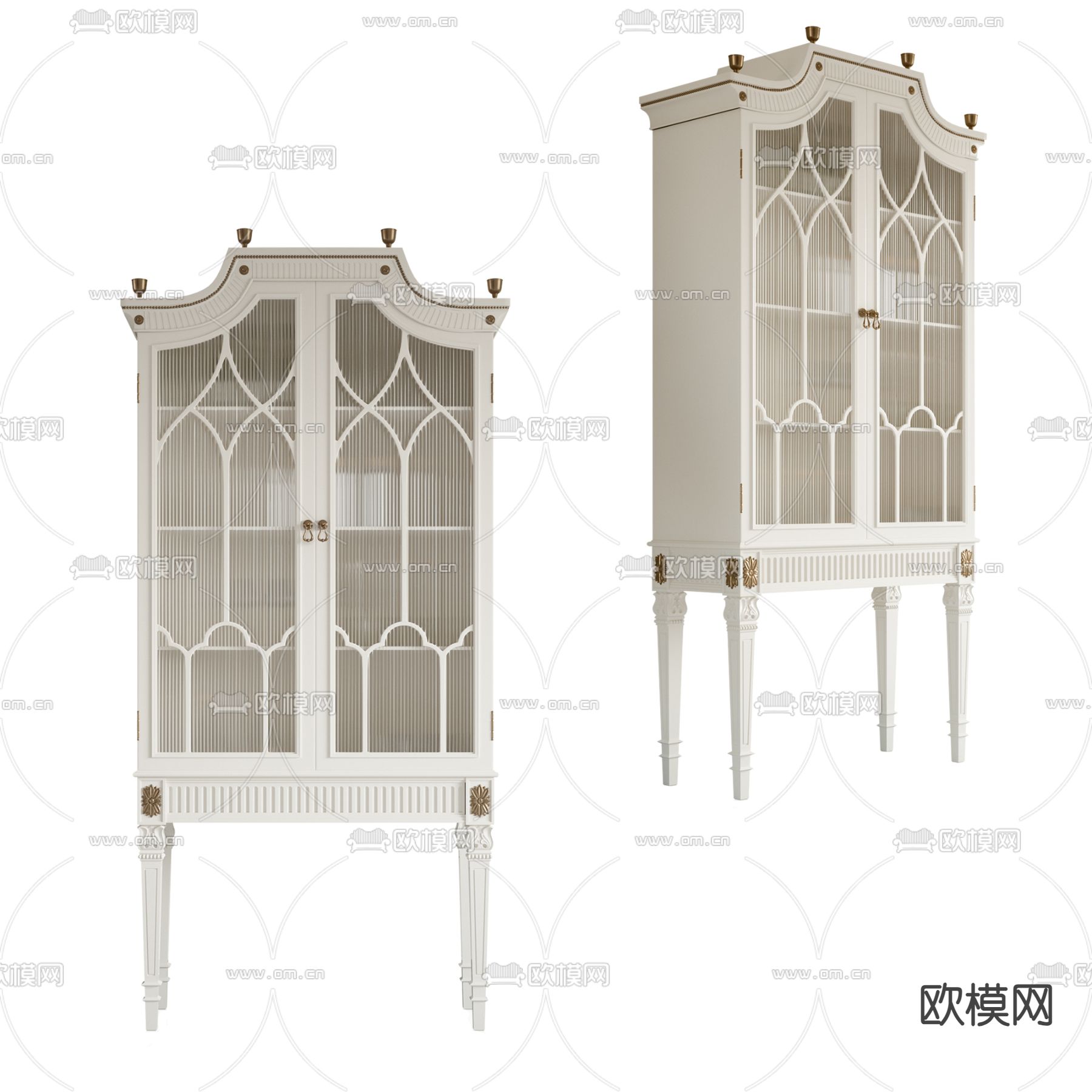 美式高柜 酒柜3d模型下载（渲染图1）