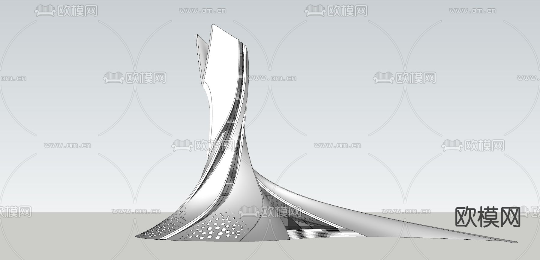 浪潮主题雕塑 精神堡垒su模型