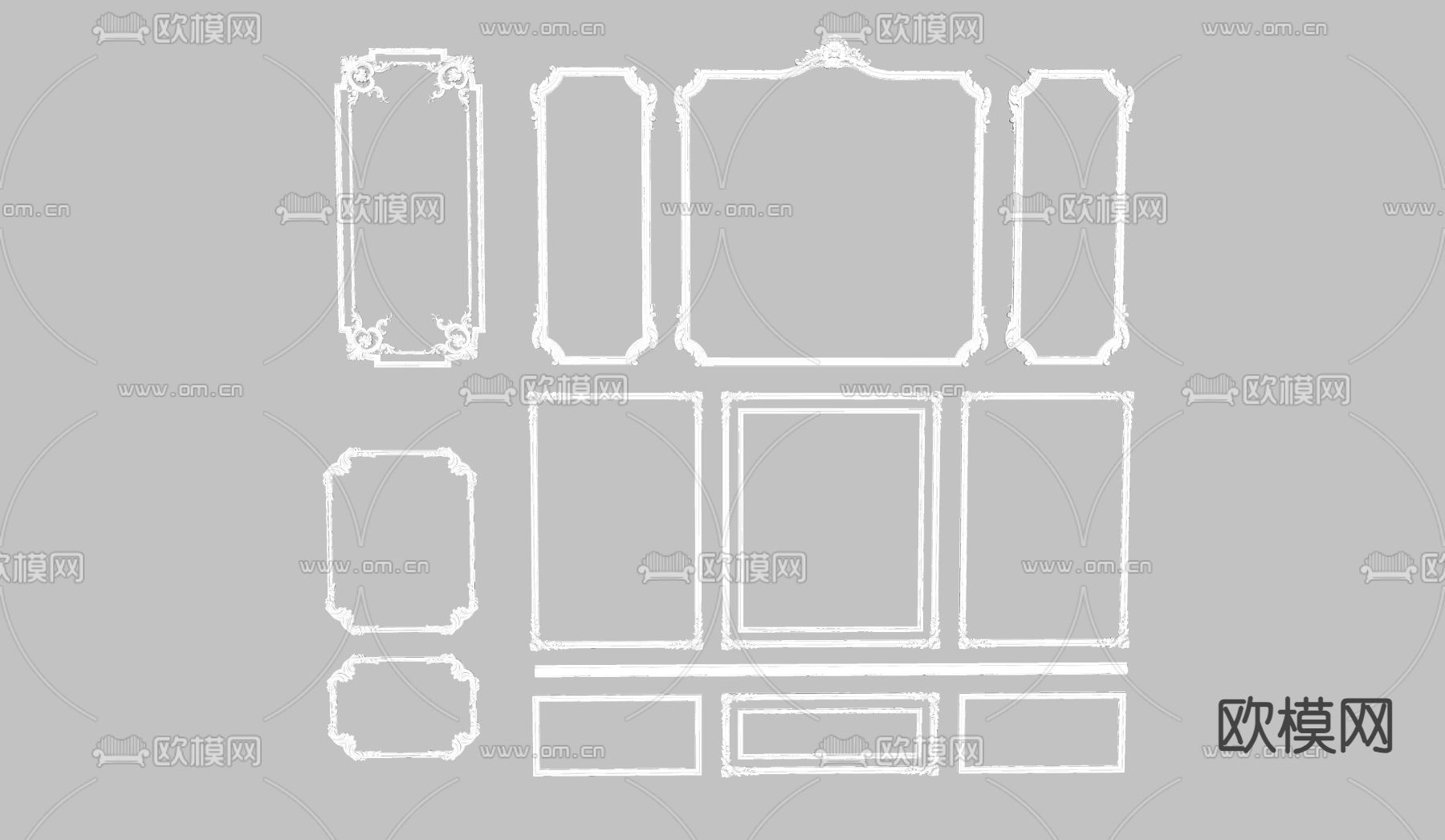 欧式线条 石膏雕花su模型下载（渲染图2）