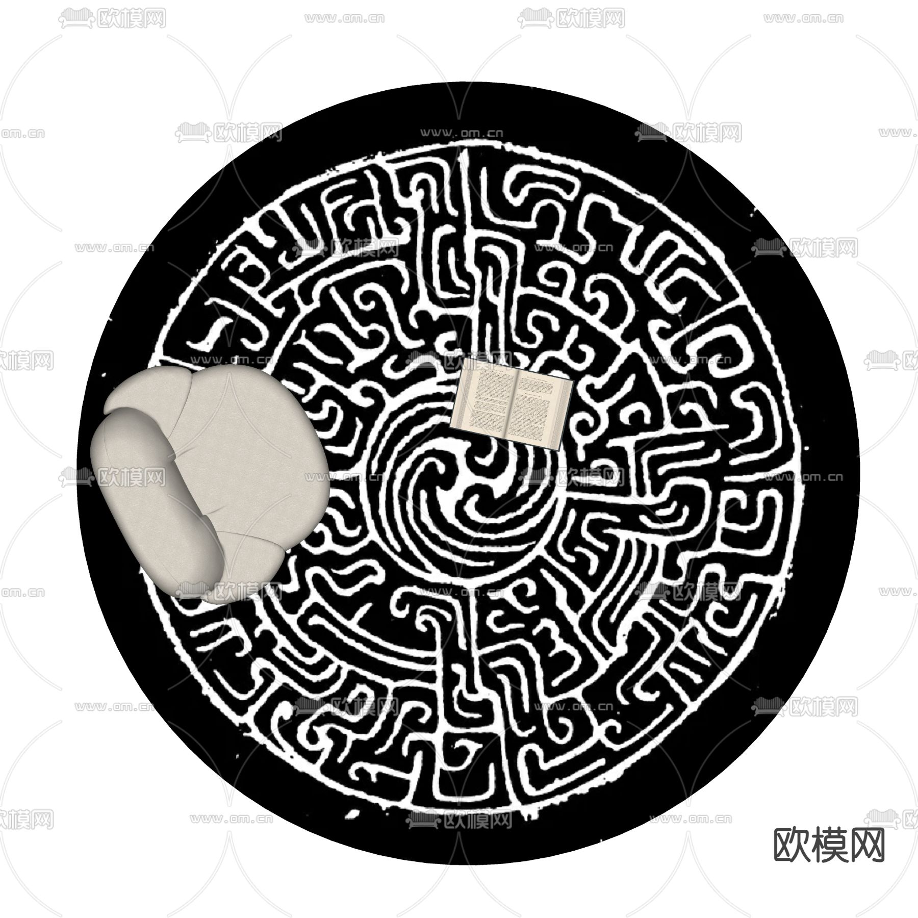 圆形地毯su模型下载（渲染图2）