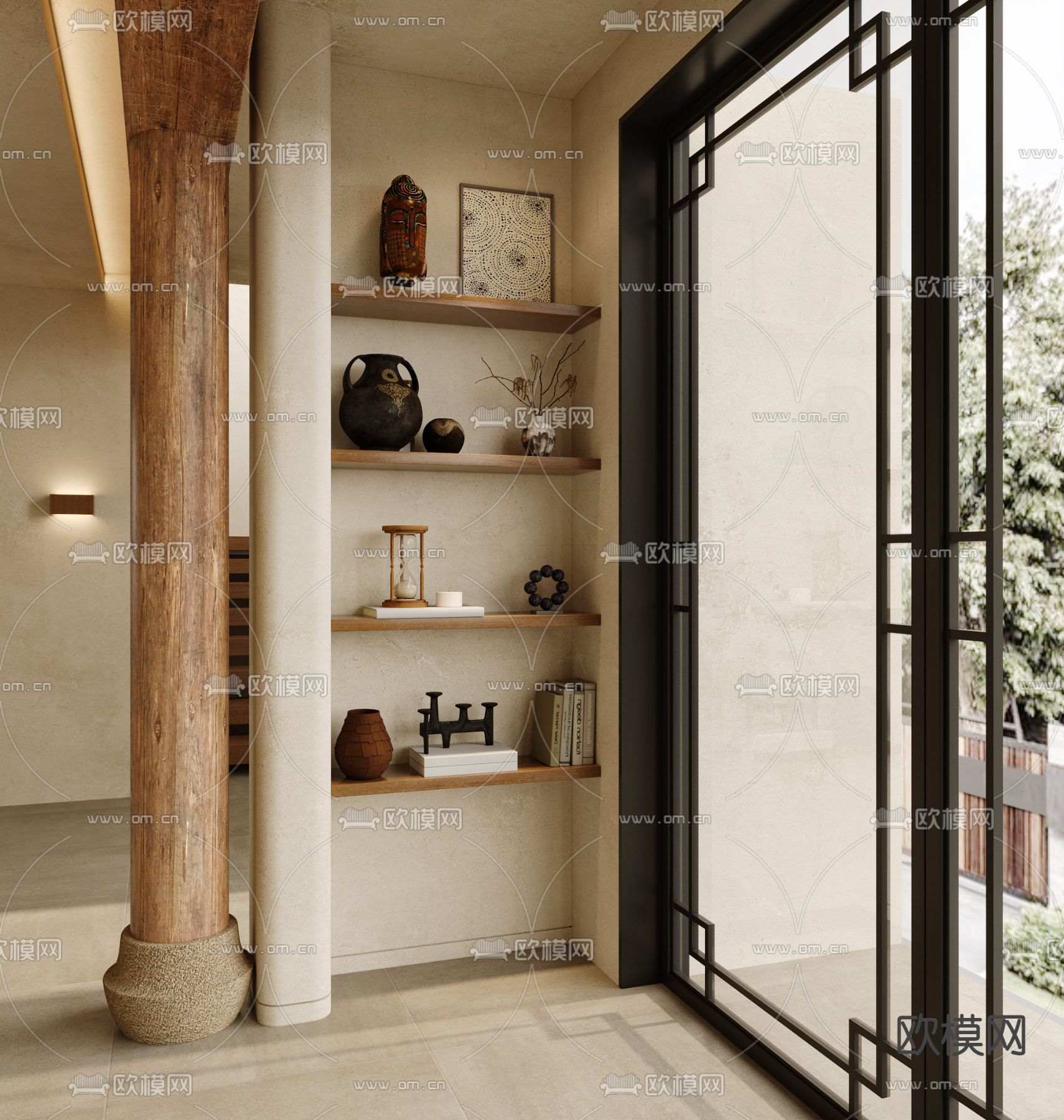 侘寂风壁柜 壁龛su模型下载（渲染图1）