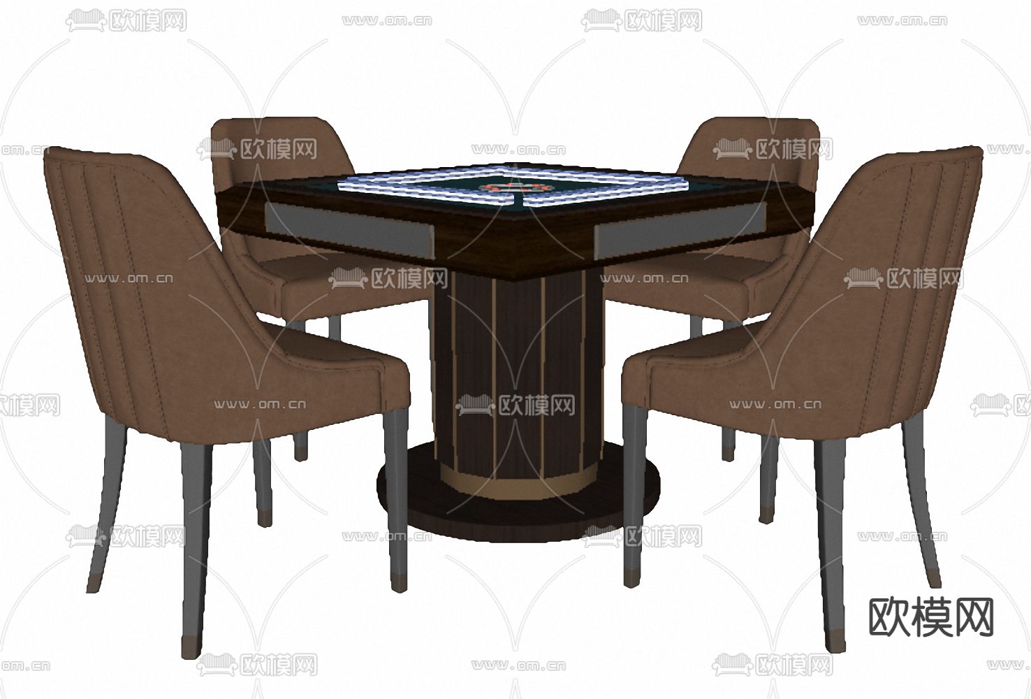 麻将桌su模型下载（渲染图2）