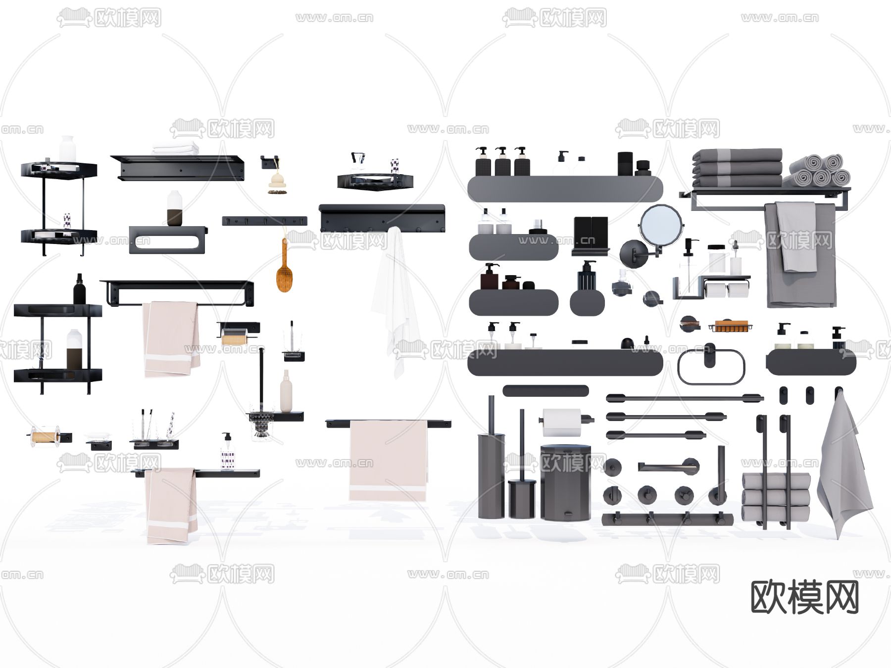现代卫浴用品su模型下载（渲染图1）
