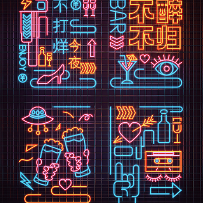  霓虹灯 装饰灯 发光字su模型 