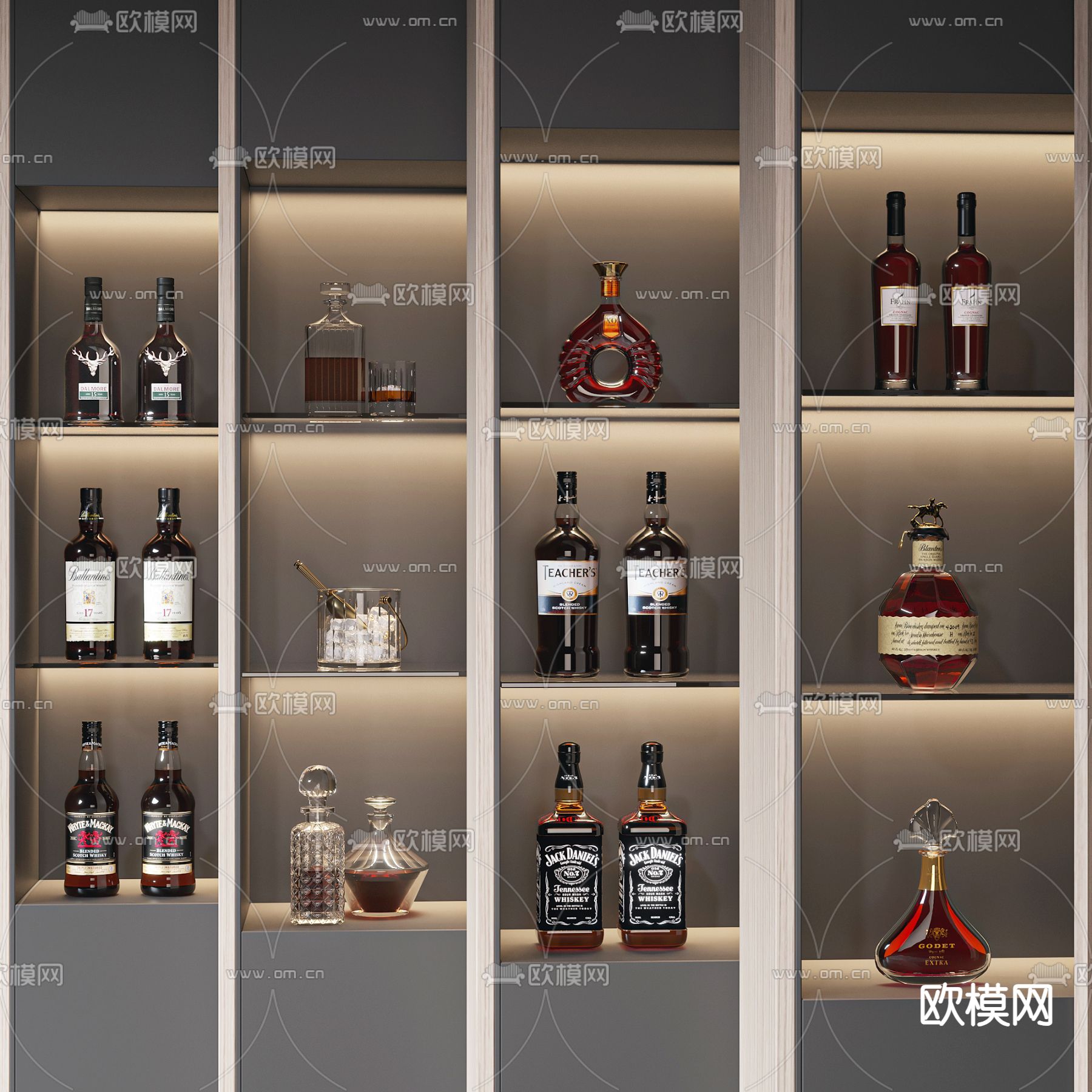 酒水 红酒 洋酒 酒杯 酒瓶3d模型下载