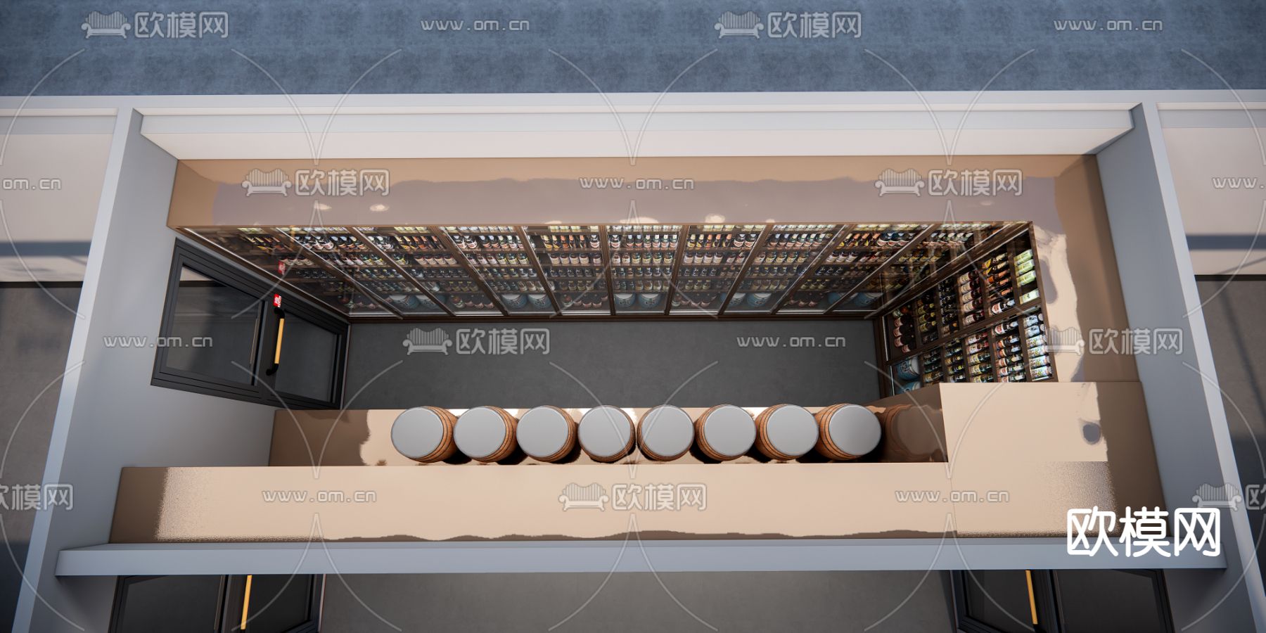 集装箱酒吧su模型下载（渲染图2）
