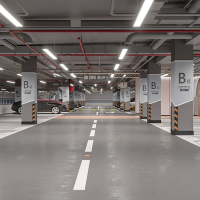  地下停车场 车库su模型 