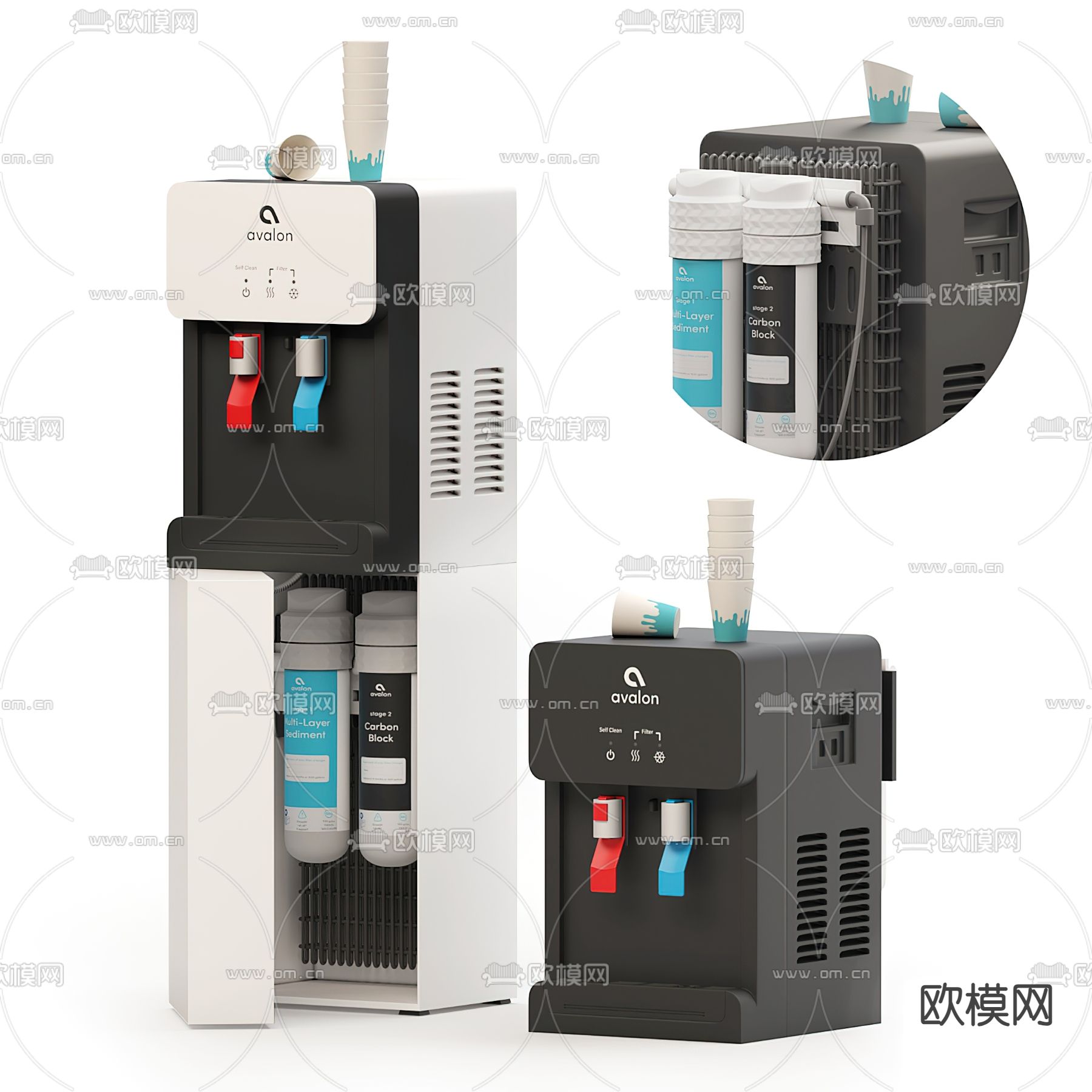 饮水机 直饮机3d模型下载（渲染图1）