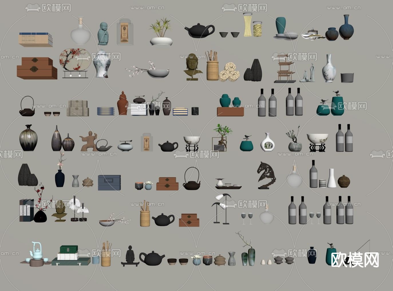 新中式装饰品摆件su模型下载（渲染图2）