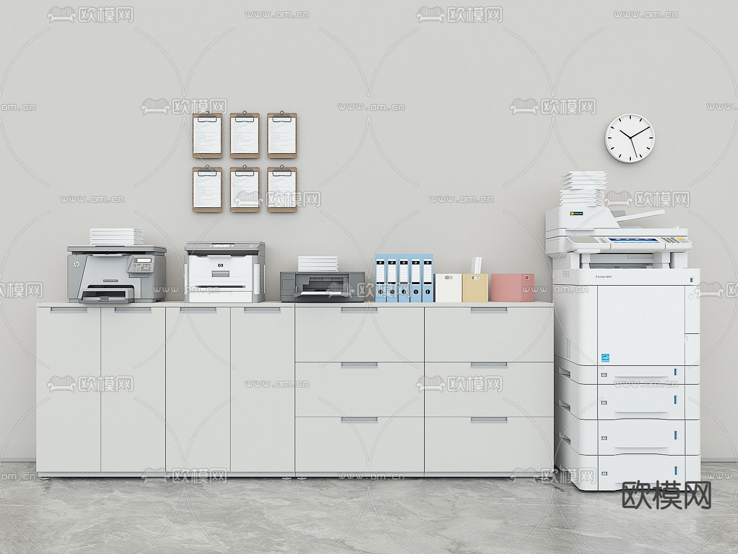打印柜 复印机 储物柜 文件柜su模型下载（渲染图1）