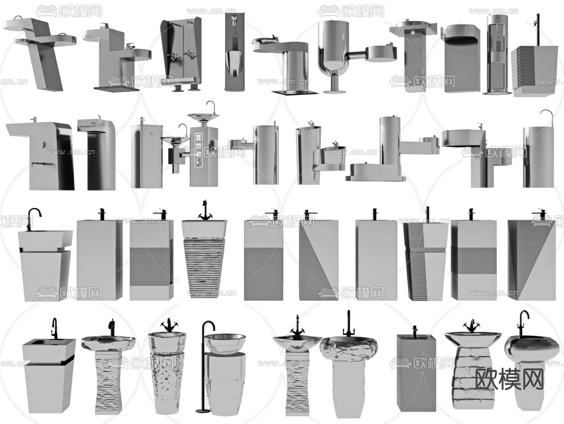 立式台盆 洗手台su模型下载
