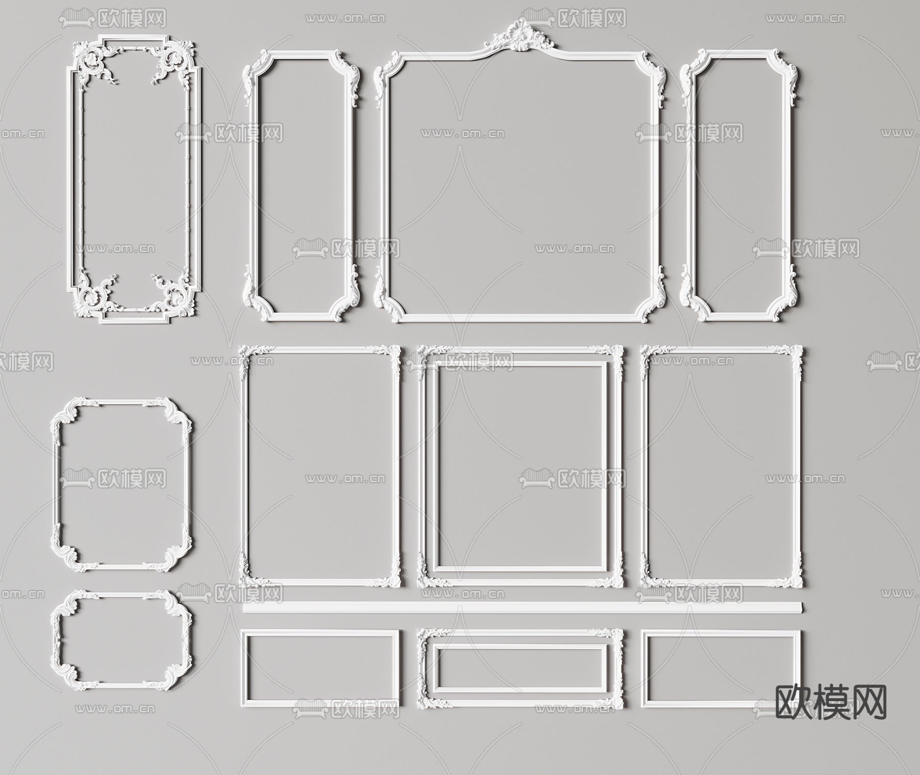 欧式线条 石膏雕花su模型下载（渲染图1）