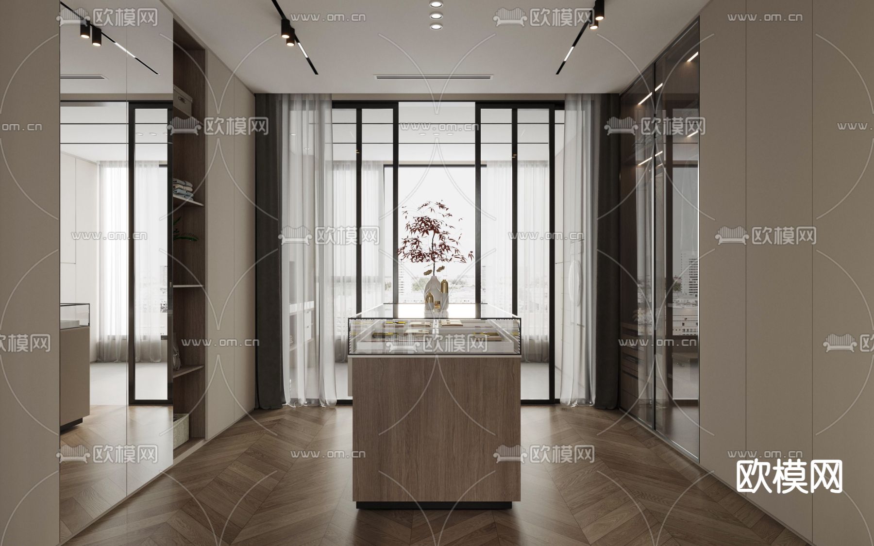 现代衣帽间3d模型下载（渲染图1）