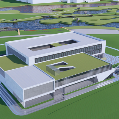  办公楼鸟瞰su模型 