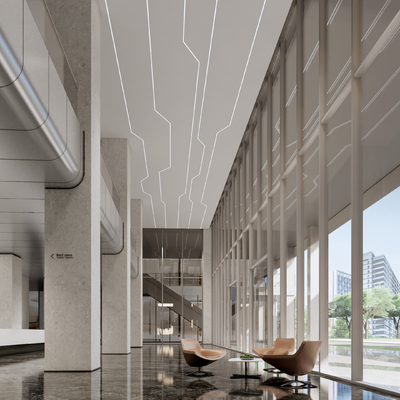  现代商务大堂su模型 