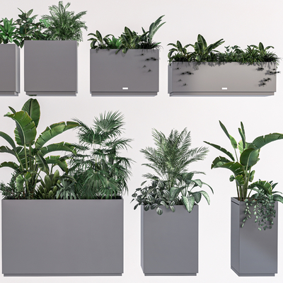  外摆花箱 花盆 花池su模型 