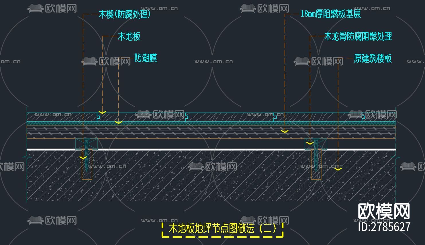 木龙骨基层-木地板节点大样图下载