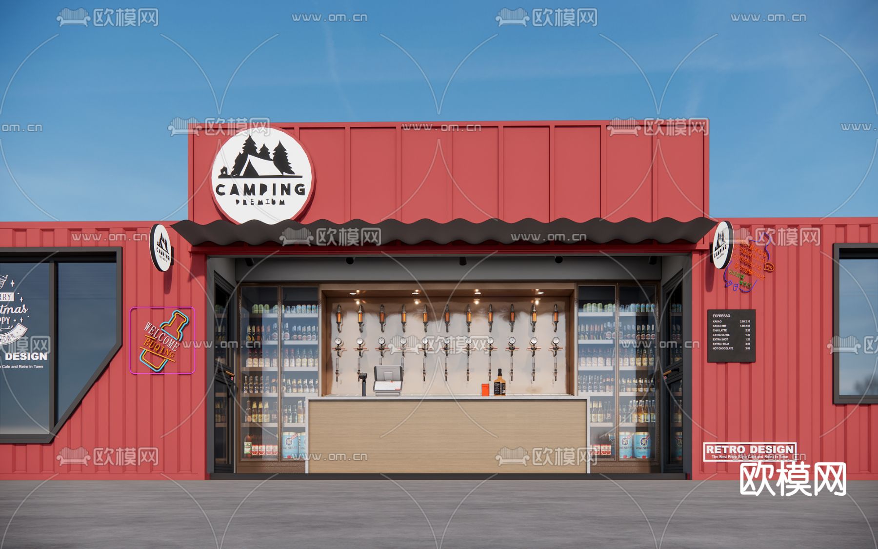 集装箱酒吧su模型下载（渲染图1）