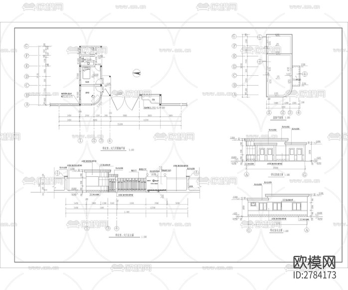 小區(qū)入口大門cad施工圖下載(渲染圖1)