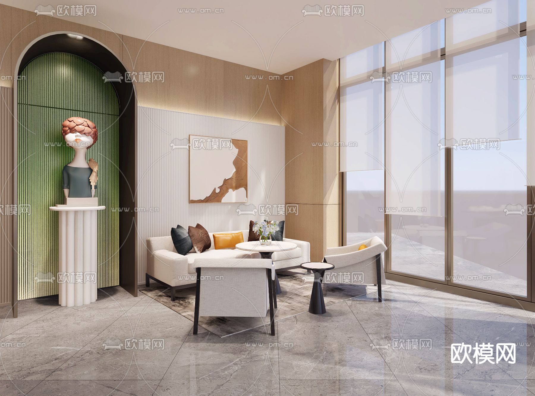 办公室 休息区su模型下载（渲染图1）