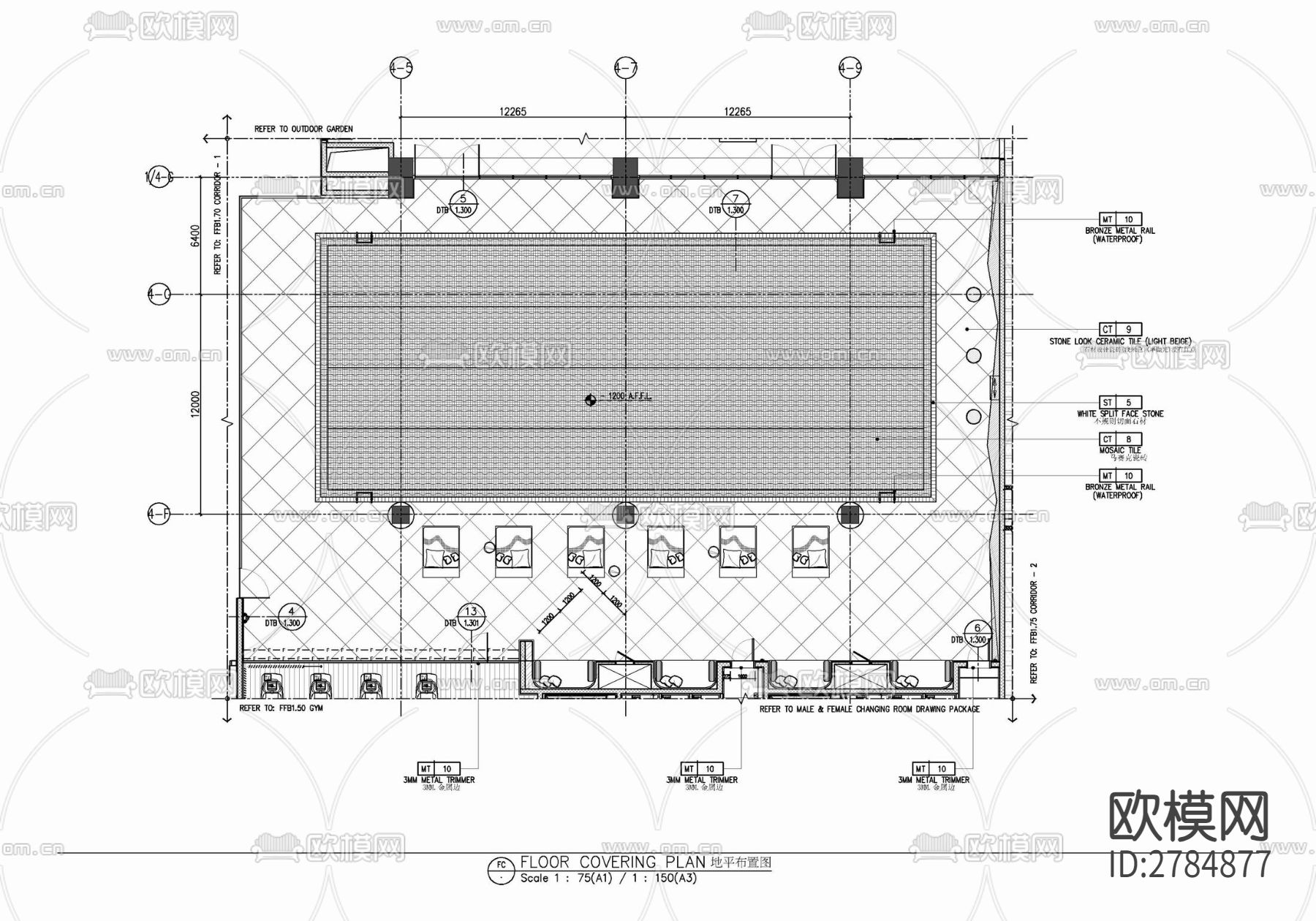 600㎡游泳池室内CAD施工图下载（渲染图2）