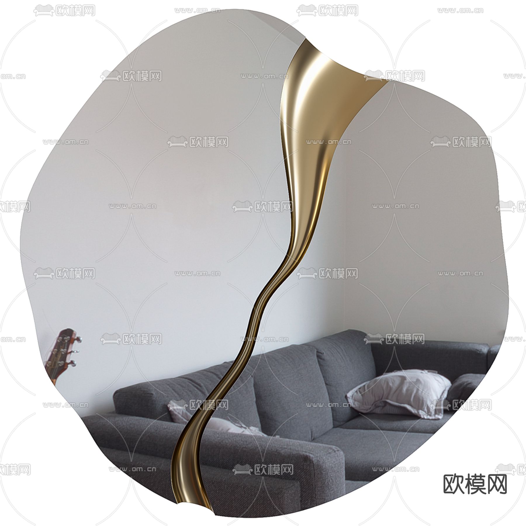 异形镜子 装饰镜su模型下载（渲染图1）