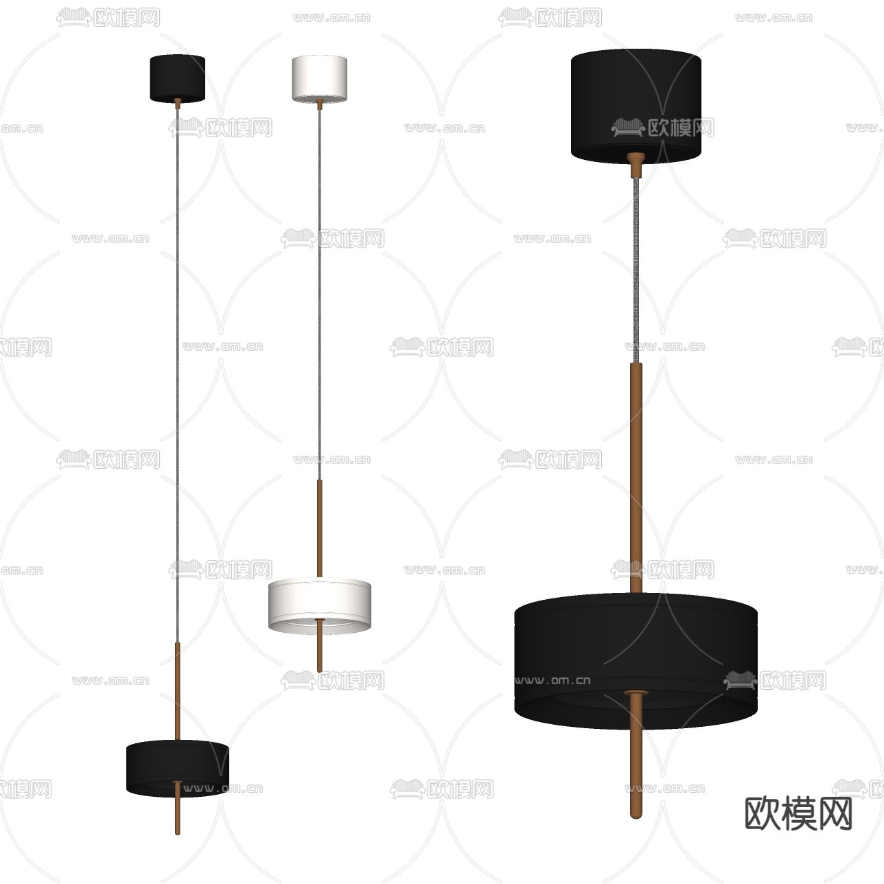现代吊灯su模型下载（渲染图2）