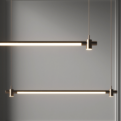  长条吊灯 办公吊灯su模型 