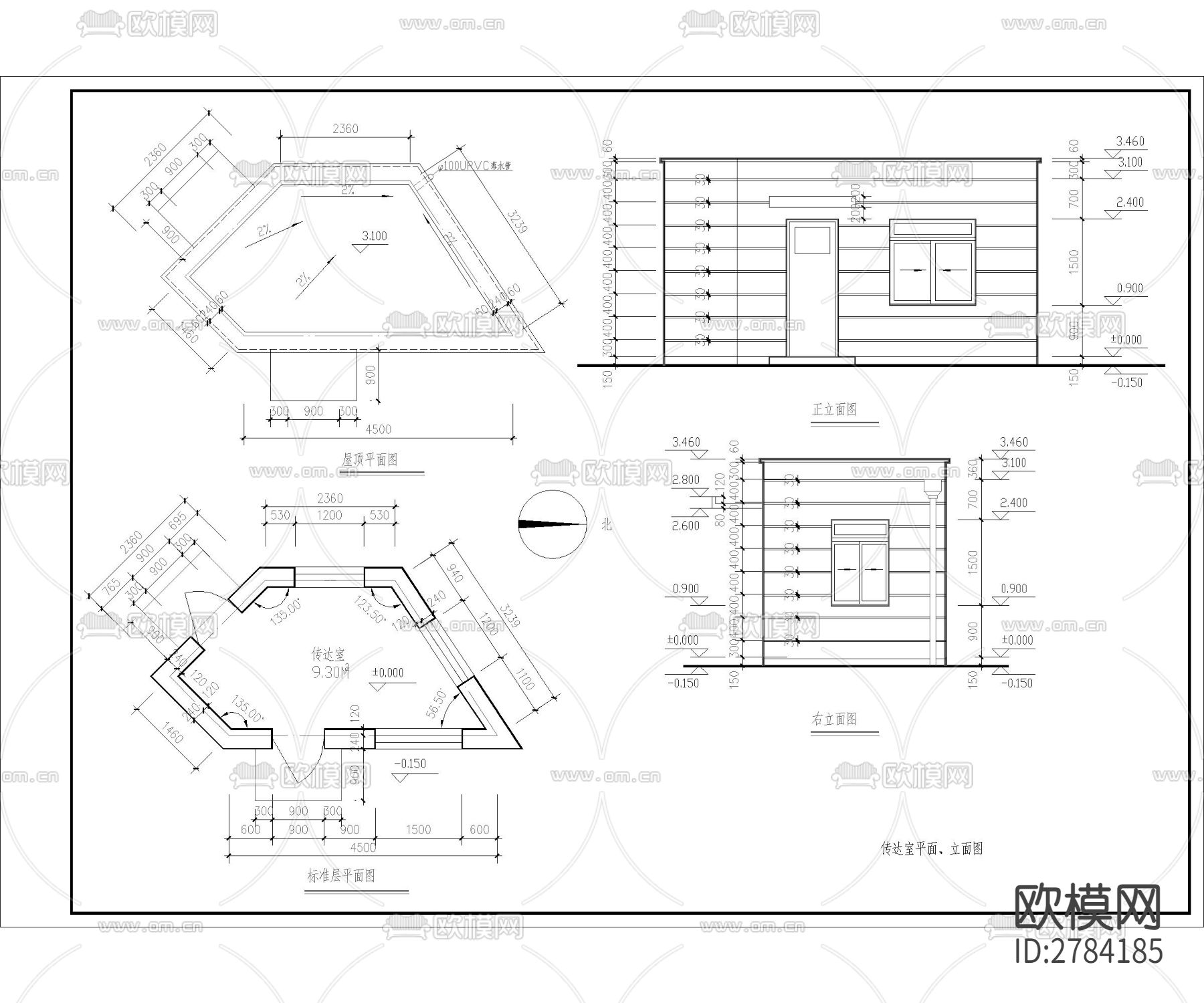 小区入口大门cad施工图下载（渲染图2）