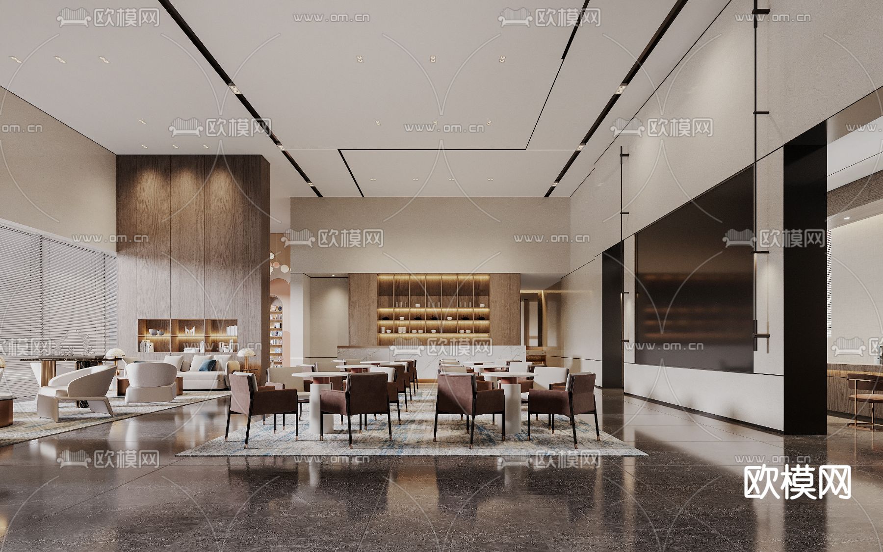 售楼处 洽谈区 沙盘区su模型下载（渲染图1）